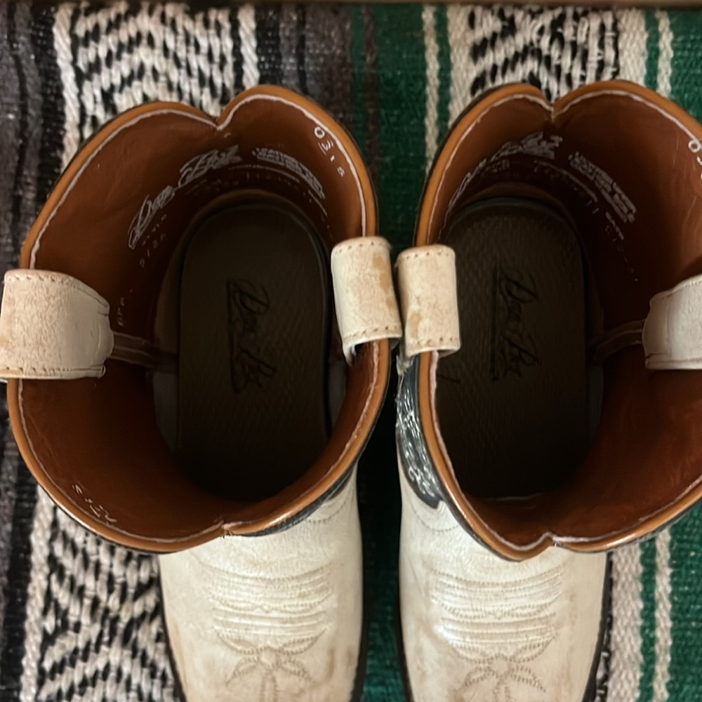 Dan Post cream and dark navy Leather Cowboy Boots ankle boots - Picture 14 of 16